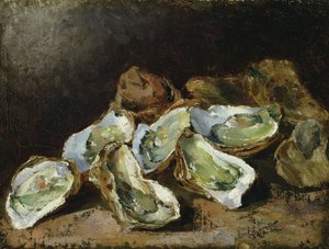Stilleben med østers (olie på lærred)