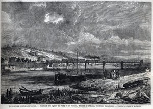 Den nye bro har Argenteuil. Kryds mellem nord- og vestlinjen. Ermont sektion (rørsystem). Gravering efter skitse af Ralph i "" Le Monde illustrious"", 29/08/1863. Privat samling. af Auguste Victor Deroy
