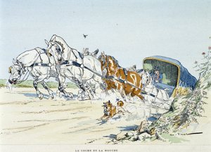 Træneren og fluen - i "" Fables of La Fontaine, ill. af Auguste Vimar (1851-1916), Tours, at A, Mame & Son
