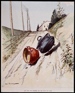 Lergryden og jerngryden - i "" Les Fables de La Fontaine"", ill. af Auguste Vimar (1851-1916), Tours, at A, Mame & Son