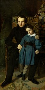 Portræt af Victor Hugo 1802-1885 med sin søn, 1836.