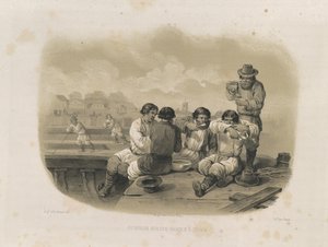 Bygherrer på en båd Fra: The Construction of the Saint Isaacs Cathedral, 1845