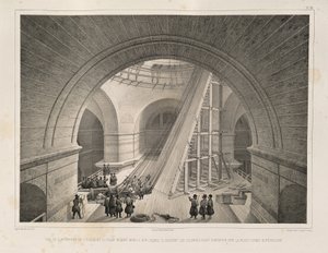 Indvendig udsigt af katedralen og en rampe Fra: The Construction of the Saint Isaacs Cathedral, 1845