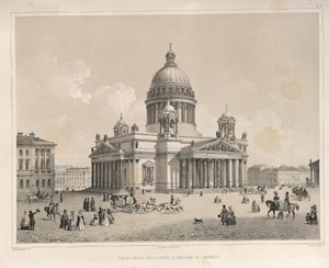 Saint Isaacs Cathedral set fra Admiralteysky Prospekt Fra: The Construction of the Saint Isaacs Cathedral, 1845