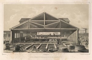 Stone Masons Workshop Fra: The Construction of the Saint Isaacs Cathedral, 1845 af Auguste de Montferrand