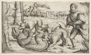 En bjørnejagt af Augustin Hirschvogel