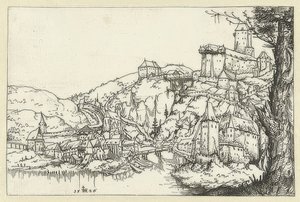 Udsigt over Passau. 1546 af Augustin Hirschvogel