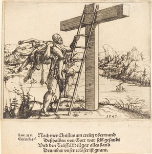 Kristus stiger op på korset med synd, død og djævelen, 1547.
