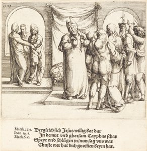 Kristus er hånet, og Caiaphas gør sine tøj, 1549. af Augustin Hirschvogel