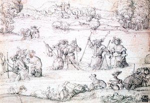 Fiskeri i regnen, c1513-1553 af Augustin Hirschvogel