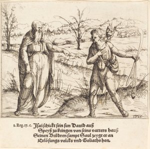 Jesse sender David til sine brødre og Saul, 1548. af Augustin Hirschvogel