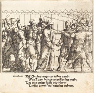Jesus bliver ført til Kajfas, 1549. af Augustin Hirschvogel