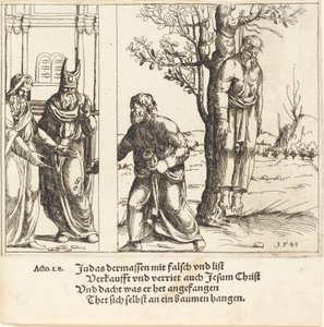 Judas returnerer de tredive stykker sølv, 1548. af Augustin Hirschvogel