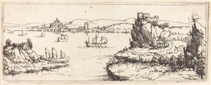 Landskab med sejlbåde, 1546. af Augustin Hirschvogel