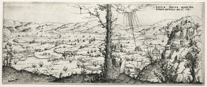 Landskab med omdannelse af saulus, 1545. af Augustin Hirschvogel