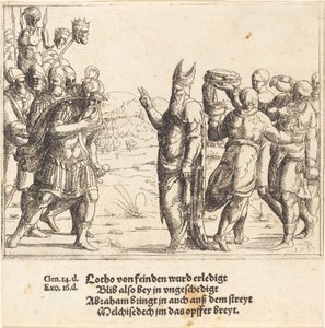Melkisedek med brød og vin, 1547. af Augustin Hirschvogel