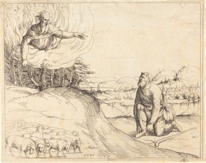 Moses og den brændende busk, 1548. af Augustin Hirschvogel