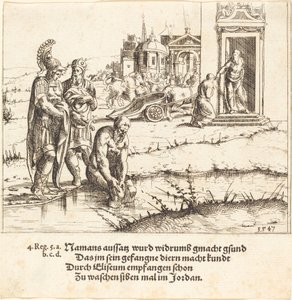 Naaman er helbredt for spedalskhed, 1547. af Augustin Hirschvogel