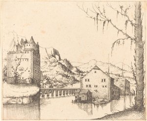 Flodlandskab med ø-huse, 1545. af Augustin Hirschvogel