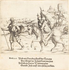 Den hellige familie vender tilbage fra Egypten, 1549. af Augustin Hirschvogel