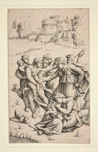 The Massacre of the Innocents (midterark fra serie på 3 ark) af Augustin Hirschvogel