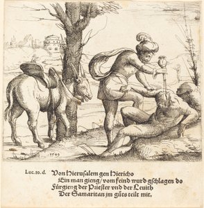 Lignelsen om den barmhjertige samaritaner, 1549. af Augustin Hirschvogel