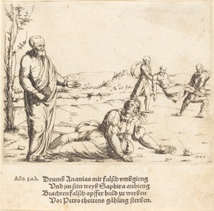 Ananias og Saffiras straf, 1549. af Augustin Hirschvogel