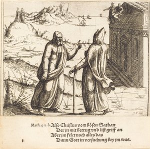 Kristi fristelse, 1548. af Augustin Hirschvogel