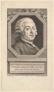Portræt af Charles George Fenouillot de Falbaire de Quingey, 1787. af Augustin de Saint Aubin