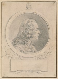 Portræt af Voltaire, efter hans buste af Jean-Baptiste Lemoyne II af Augustin de Saint Aubin