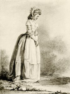Studie af en ung dame af Augustin de Saint Aubin