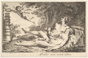 Miniaturebillede ud for navnet på Aug. de St. Aubin Vignette ved siden af ​​navnet Augustin de S..., 1762. af Augustin de Saint Aubin