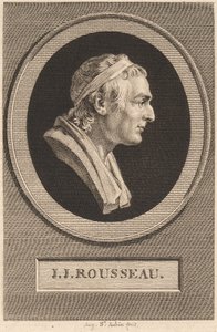 Jean-Jacques Rousseau af Augustin de Saint Aubin after Jean Antoine Houdon