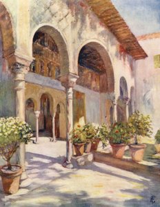 En arkade i Generalife, Granada (farvelitografi)