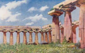 Basilikaen i Paestum (farvelitografi) af Augustine Fitzgerald