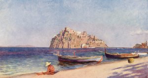 Pescara-slottet, Ischia (farvelitografi)