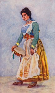 Tarantella-danser ved Sorrento (farvelitografi) af Augustine Fitzgerald