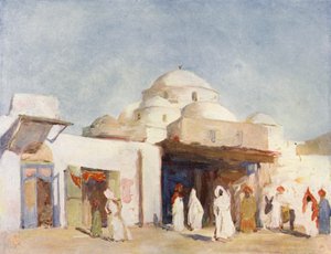 Moskeens kupler i Tunis (farvelitografi)