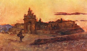 Solnedgang ved Toledo (farvelitografi)