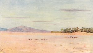 Ørkenen nær Biskra (farvelitografi) af Augustine Fitzgerald