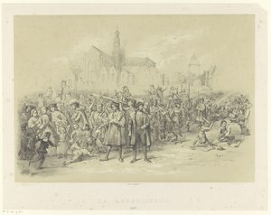 Retorikere uddeler pjecer The Rederijkers 1500 (titel på objekt) af Augustinus Jacobus Bernardus Wouters