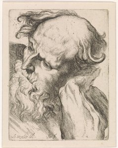 Hovedet af en gammel mand (Joseph) Studier til en tegnebog efter klassiske skulpturer og figurer af Anthony van Dyck (serietitel)