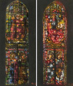Augusto Giacometti skitserer efter et glasmaleri i Firenzes katedral