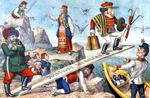 Spørgsmålet om Balkan, ca. 1900 (illustration) af Augusto Grossi