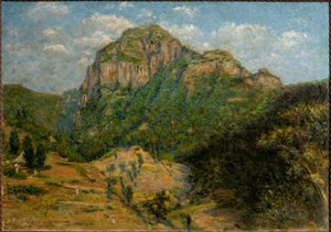 Afrikansk landskab (olie på lærred), cm 79 x 112,5. af Augusto Valli