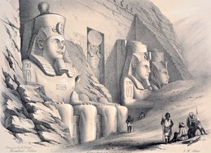 Ydersiden af det sydlige tempel, Ebsamboul, Nubia, c1850