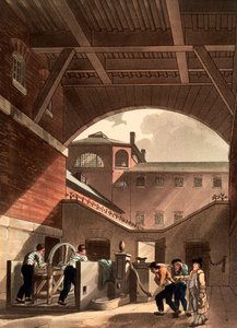 Vandmotor i Cold Bath Fields Prison, London, 1808 af Augustus Charles Pugin, Thomas Rowlandson