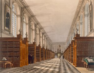 Interiør af Trinity College Library, Cambridge, fra The History of Cambridge, indgraveret af Daniel Havell (1785-1826), pub. af R. Ackermann, 1815 (farveakvatint)