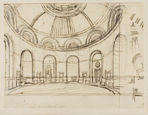 Round Room Bank af Augustus Charles Pugin