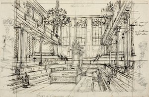 Studie for House of Commons, fra Microcosm of London af Augustus Charles Pugin